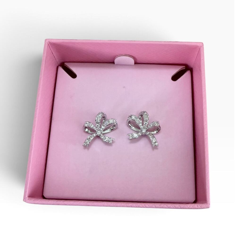 Swarovski Volta Fig Side Bow Crystal Stud Earrings